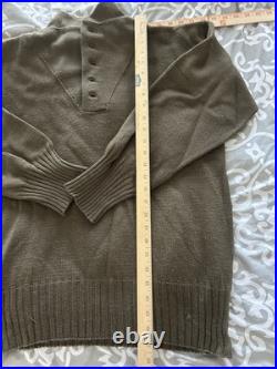 Original, Jan. 1945 dated LARGE WWII US ARMY OD High Neck Henley Wool Sweater