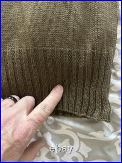 Original, Jan. 1945 dated LARGE WWII US ARMY OD High Neck Henley Wool Sweater Original, Jan. 1945 dated LARGE WWII US ARMY OD High Neck Henley Wool Sweater