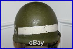 Original Late WW2 U. S. Army 4th Army M. P. Painted M1 Helmet with45' dated Liner