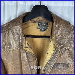 Original Named WWII Army Air Corp Leather A-2 Jacket Size 44