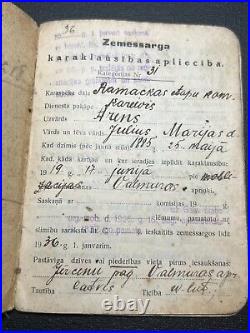 Original Pre-WWII Latvian Army ID Book Soldbuch Latvian War Independence