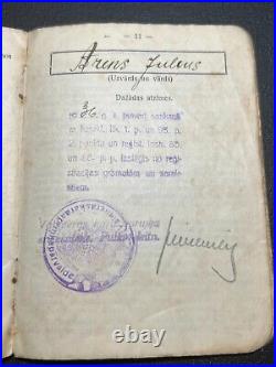 Original Pre-WWII Latvian Army ID Book Soldbuch Latvian War Independence