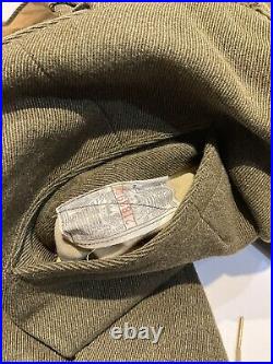 Original Pre WWII U. S. ARMY OFFICERS WOOL COAT & RIDDING BREACH SAM BROWN BELT +