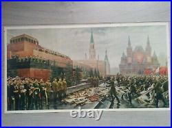 Original Propaganda Poster Soviet Army WWII Victory Parade USSR Stalin Lenin