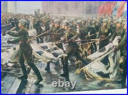 Original Propaganda Poster Soviet Army WWII Victory Parade USSR Stalin Lenin