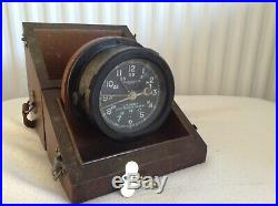Original Rare U. S WWII Era Army Chelsea M1 Message Centre Clock With Case & Key