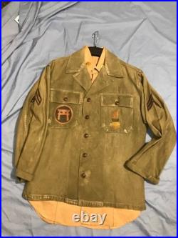 Original Rare WW2 US Army Painted OD Shirt Embroidered Jacket Ryukyu Island