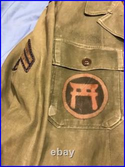 Original Rare WW2 US Army Painted OD Shirt Embroidered Jacket Ryukyu Island