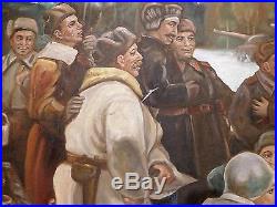 Original Soviet Russian Oil painting Realism WWII Red Army Soldiers 1960s USSR