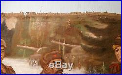 Original Soviet Russian Oil painting Realism WWII Red Army Soldiers 1960s USSR