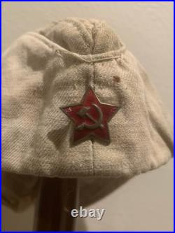 Original Soviet WWII / WW2 Red Army Wartime Pilotka Side Cap Krasniy Voin