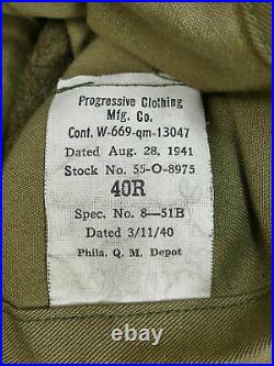 Original US ARMY WW2 1941 Winter Melton Wool Overcoat Winter Mantel US 40R
