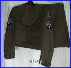 Original US Army WWII IKE Jacket 38R Pants Hat Set Army Service Forces T/4 Rank