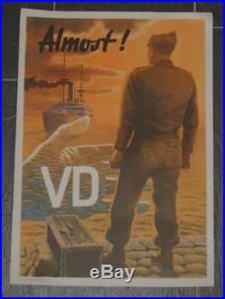 Original US Army WWII VD Poster Almost Schiffers Franz O. 1946