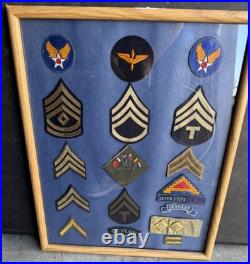 Original US Military Patches Army Airborne WWII Or Similar Framed Under Glass