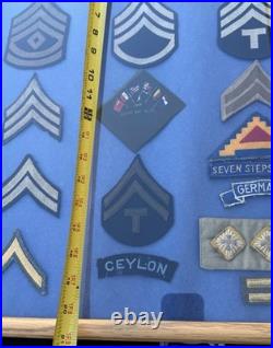 Original US Military Patches Army Airborne WWII Or Similar Framed Under Glass