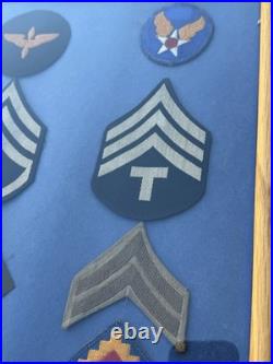 Original US Military Patches Army Airborne WWII Or Similar Framed Under Glass