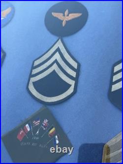 Original US Military Patches Army Airborne WWII Or Similar Framed Under Glass