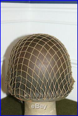 Original Untouched WW2 U. S. Army Front Seam M1 Helmet withChinstraps, Net & Liner