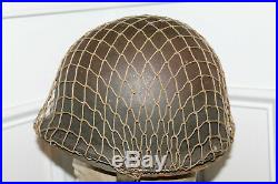 Original Untouched WW2 U. S. Army Front Seam M1 Helmet withChinstraps, Net & Liner