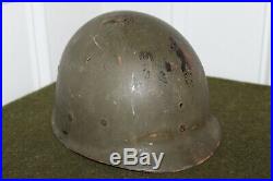 Original Untouched WW2 U. S. Army Front Seam M1 Helmet withChinstraps, Net & Liner