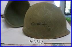 Original Untouched WW2 US Army USMC M-1 Steel Helmet & Liner Front Seam Green