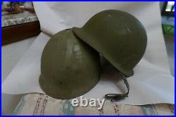 Original Untouched WW2 US Army USMC M-1 Steel Helmet & Liner Front Seam Green