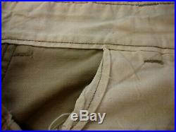 Original Vintage 1945 WWII US Army Khaki Cotton Trousers Pants Sz 31x33