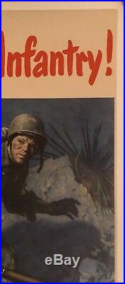 Original Vintage Poster BACK YOUR INFANTRY BUY BONDS WWII USA Army War LINEN