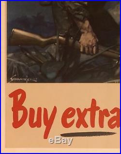 Original Vintage Poster BACK YOUR INFANTRY BUY BONDS WWII USA Army War LINEN