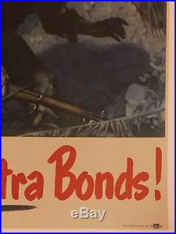 Original Vintage Poster BACK YOUR INFANTRY BUY BONDS WWII USA Army War LINEN