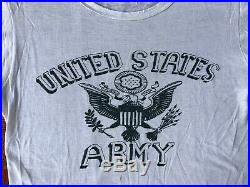 Original Vtg WW2 WWII 1940s 1950s US Army T-Shirt 13 Button Crest Flock