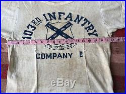 Original Vtg WW2 WWII 1940s US Army 103rd Division E Co Infantry T-Shirt Usa