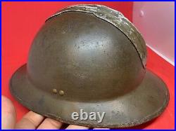 Original WW2 Belgian Army M31 Adrian Helmet RARE Complete Liner & Chinstrap