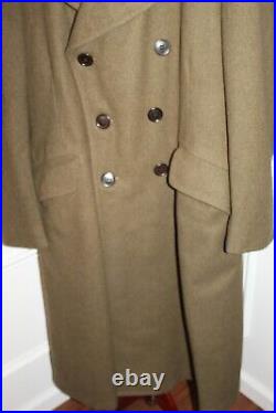 Original WW2 British Made U. S. Army 9th AAF Patched OD Wool Overcoat withTag