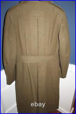 Original WW2 British Made U. S. Army 9th AAF Patched OD Wool Overcoat withTag