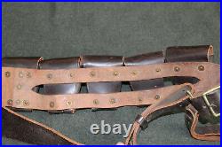 Original WW2 Canadian Army Officers Five Pocket Leather Ammo Bandolier, 1942 d
