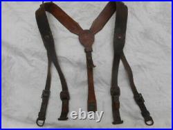 Original WW2 GERMAN ARMY ELITE wss LEATHER Y STRAPS riemen WITH RBNR NUMBER