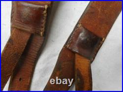 Original WW2 GERMAN ARMY ELITE wss LEATHER Y STRAPS riemen WITH RBNR NUMBER