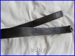 Original WW2 GERMAN ARMY / wss / LUFTWAFFE BLACK LEATHER COMBAT EQUIPMENT BELT