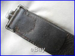 Original WW2 GERMAN ARMY / wss / LUFTWAFFE BLACK LEATHER COMBAT EQUIPMENT BELT