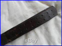 Original WW2 GERMAN ARMY / wss / LUFTWAFFE BLACK LEATHER COMBAT EQUIPMENT BELT