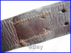 Original WW2 GERMAN ARMY / wss / LUFTWAFFE BLACK LEATHER COMBAT EQUIPMENT BELT