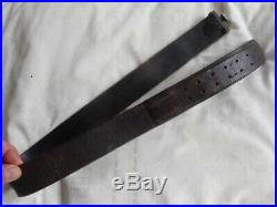 Original WW2 GERMAN ARMY / wss / LUFTWAFFE BLACK LEATHER COMBAT EQUIPMENT BELT