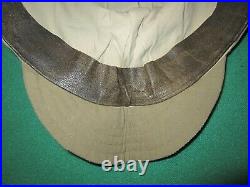 Original WW2 IJA Japanese Army Officer Canvas Visor Cap Insignia Uniform Hat VG+