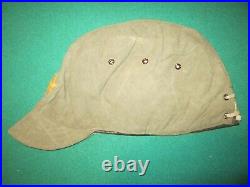 Original WW2 IJA Japanese Army Officer Canvas Visor Cap Insignia Uniform Hat VG+