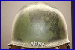 Original WW2/Korean War U. S. Army Front Seam Camo M1 Helmet withNamed Liner Original WW2/Korean War U. S. Army Front Seam Camo M1 Helmet withNamed Liner