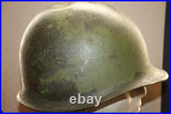 Original WW2/Korean War U. S. Army Front Seam Camo M1 Helmet withNamed Liner Original WW2/Korean War U. S. Army Front Seam Camo M1 Helmet withNamed Liner