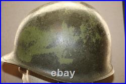 Original WW2/Korean War U. S. Army Front Seam Camo M1 Helmet withNamed Liner Original WW2/Korean War U. S. Army Front Seam Camo M1 Helmet withNamed Liner