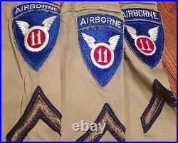 Original WW2 U. S. Army 11th Airborne Khaki Uniform Shirt LOT OF THREE